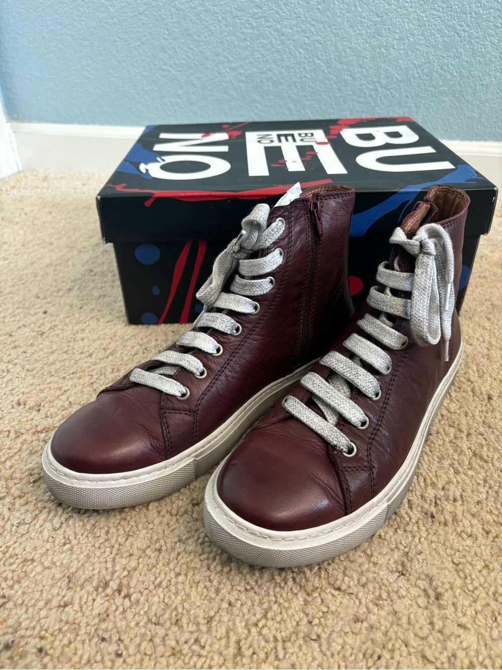 Bueno High Top Leather Sneakers